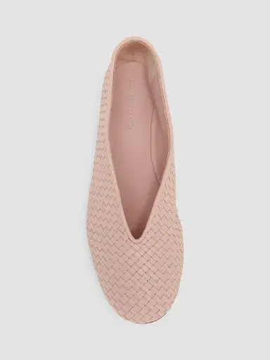 Bottega Veneta Women's Rosa Intrecciato Leather Flats | Thumbnail 3