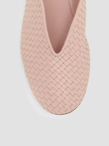 Bottega Veneta Women's Rosa Intrecciato Leather Flats | Thumbnail 4