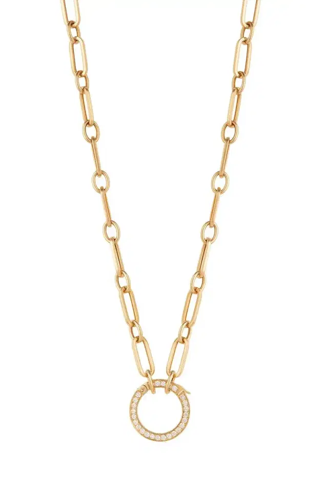 CLARA CHEHAB Diamond Liberté Rectangular Hooked Chain Necklace