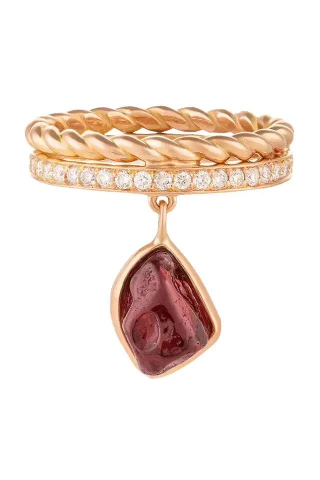 CLARA CHEHAB Diamond Pink Tourmaline Liberté Torsade Ring