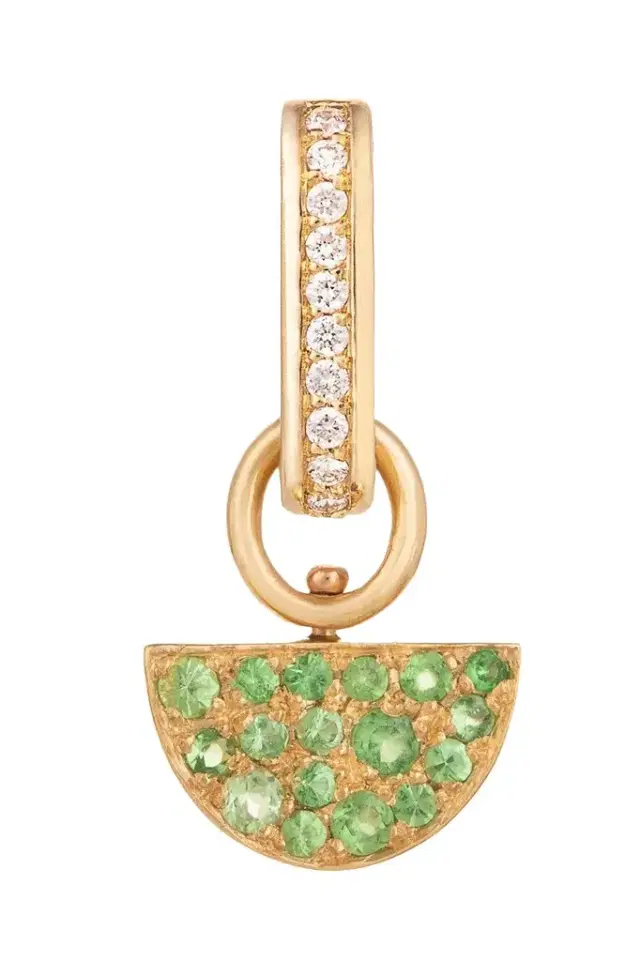 CLARA CHEHAB Green Tsavorite Diamond Liberté Half Moon Charm
