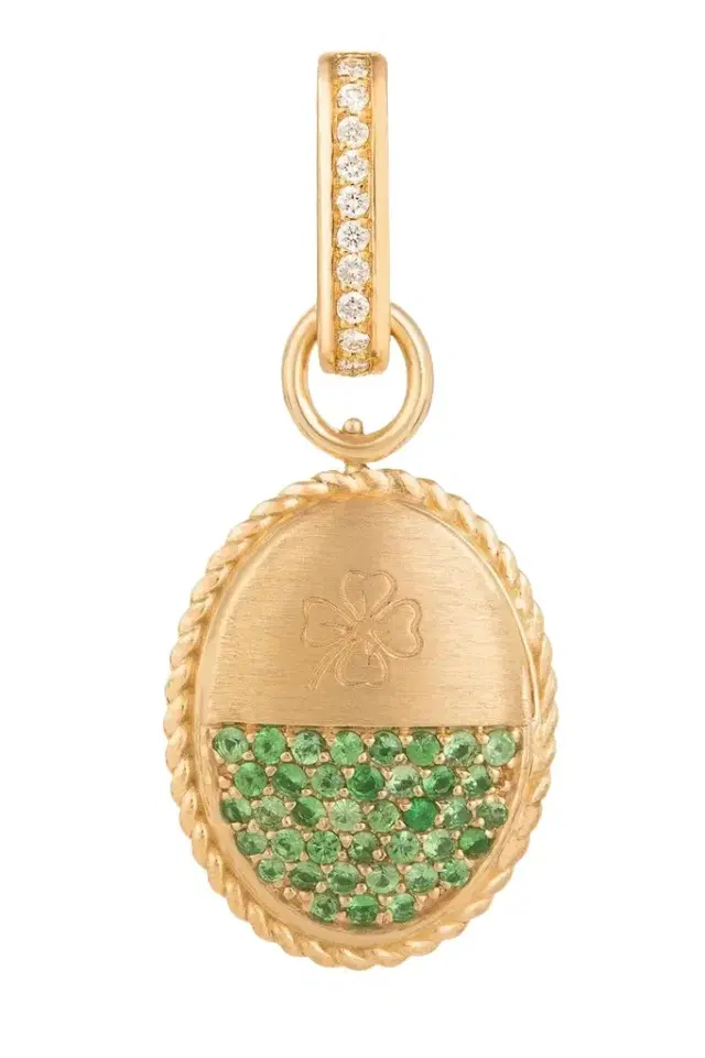 CLARA CHEHAB Green Tsavorite Diamond Medium Liberté Rope Charm