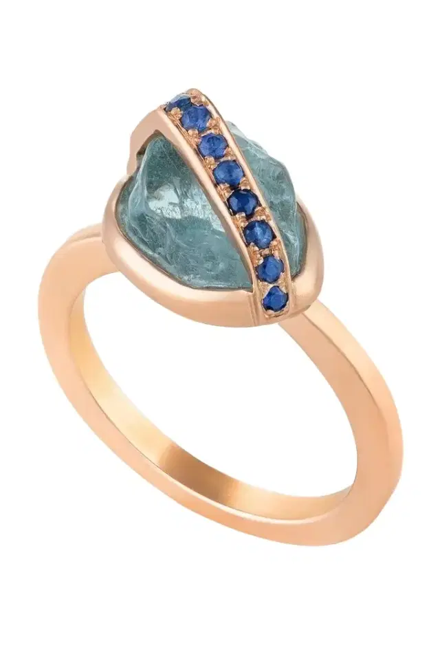 CLARA CHEHAB Sapphire Aquamarine Small Elemental Ring