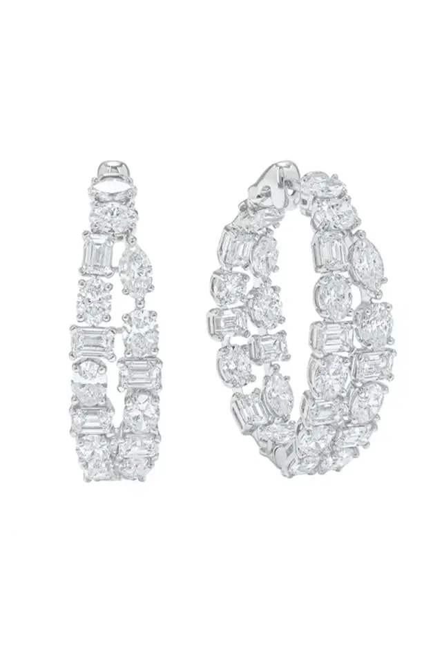 ARZANO Diamond Multi-Shape Double Row Hoop Earrings
