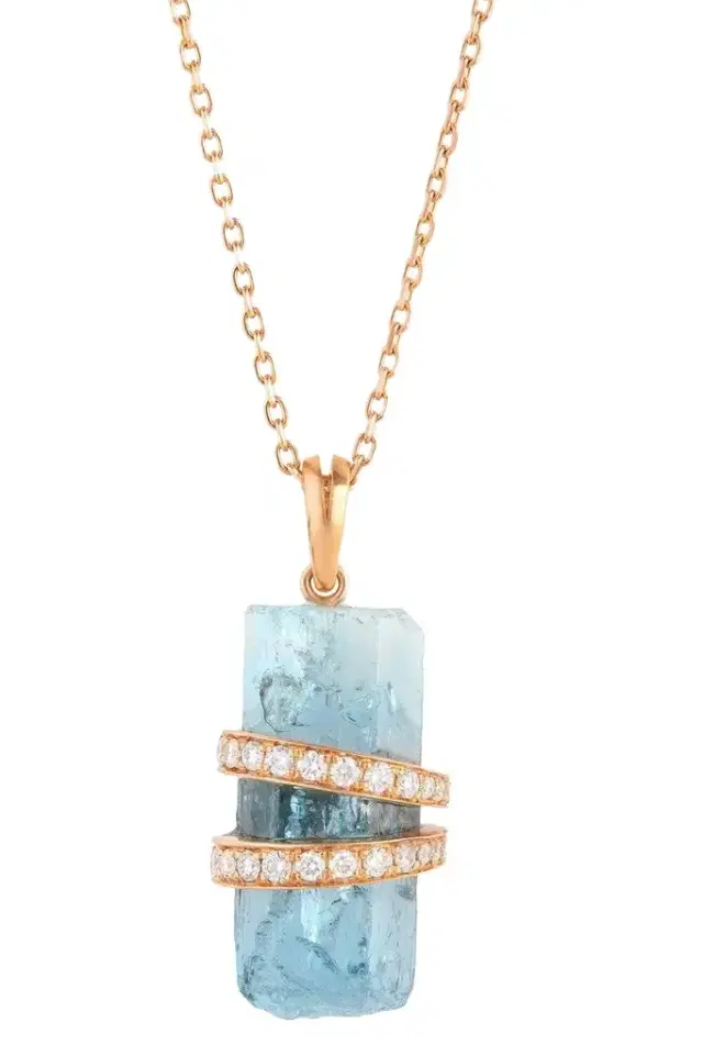 CLARA CHEHAB Diamond Aquamarine Large Elemental Pendant