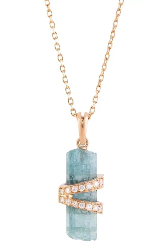 CLARA CHEHAB Diamond Aquamarine Medium Elemental Pendant