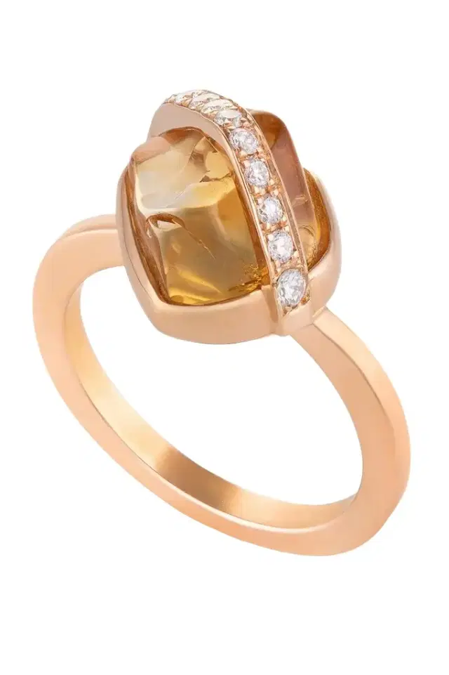 CLARA CHEHAB Diamond Citrine Small Elemental Ring