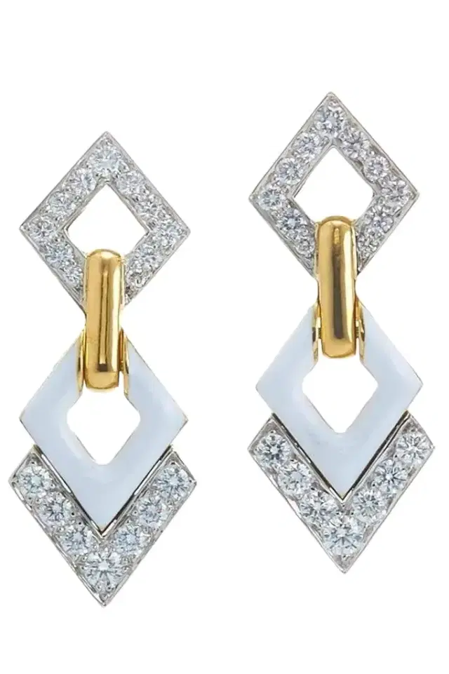 Diamond Double White Earrings