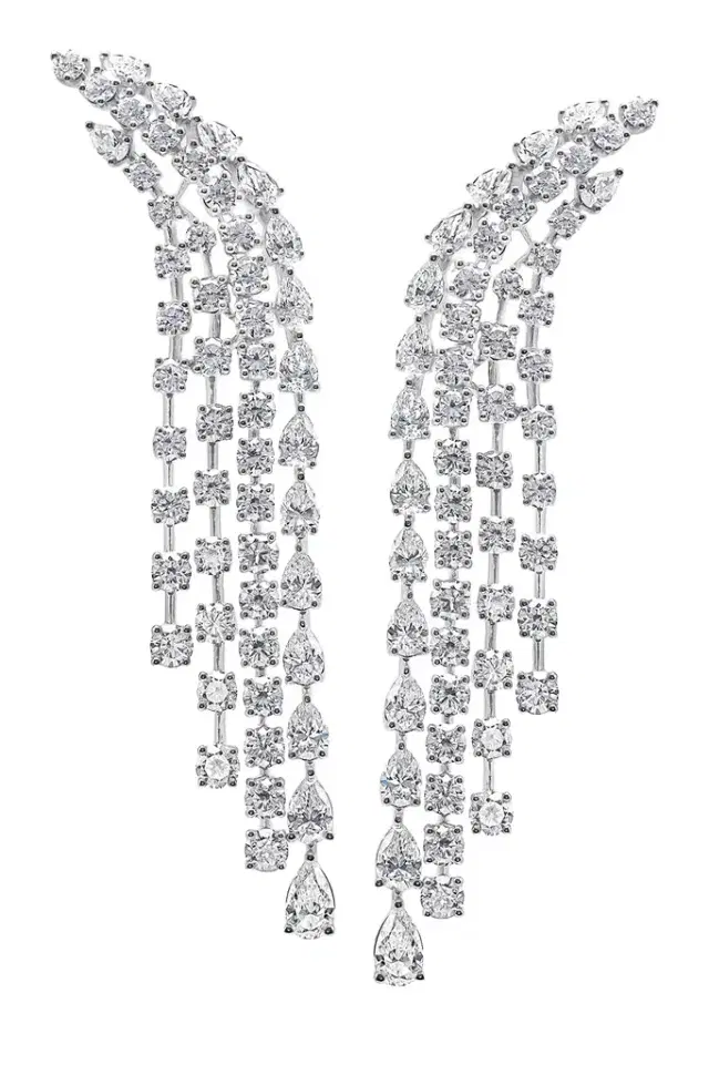 Diamond Four Row Chandelier Earrings Diamond Four Row Chandelier Earrings
