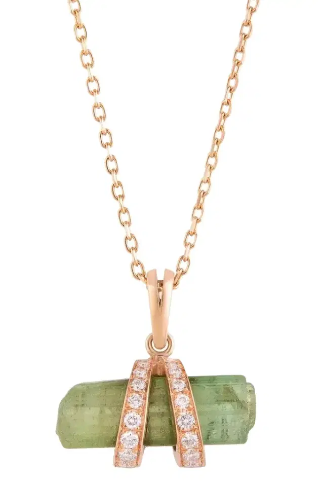 CLARA CHEHAB Diamond Green Tourmaline Medium Elemental Pendant