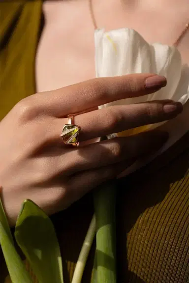 CLARA CHEHAB Diamond Peridot Elemental Ring | Thumbnail 2 CLARA CHEHAB Diamond Peridot Elemental Ring | Thumbnail 2