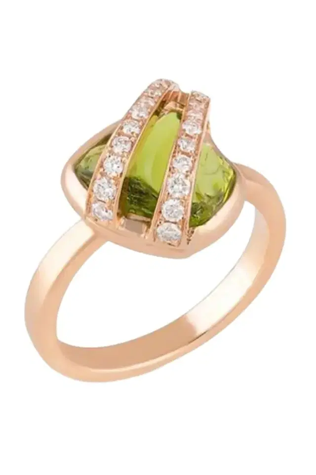CLARA CHEHAB Diamond Peridot Elemental Ring