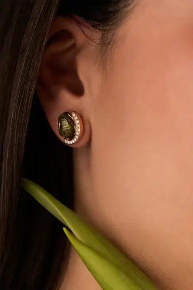 CLARA CHEHAB Diamond Peridot Stud Earring | Thumbnail 2
