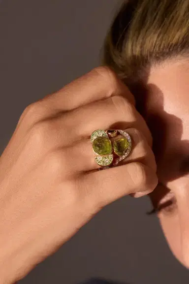 CLARA CHEHAB Diamond Peridot Tourmaline Embracing Half Moon Ring | Thumbnail 2 CLARA CHEHAB Diamond Peridot Tourmaline Embracing Half Moon Ring | Thumbnail 2