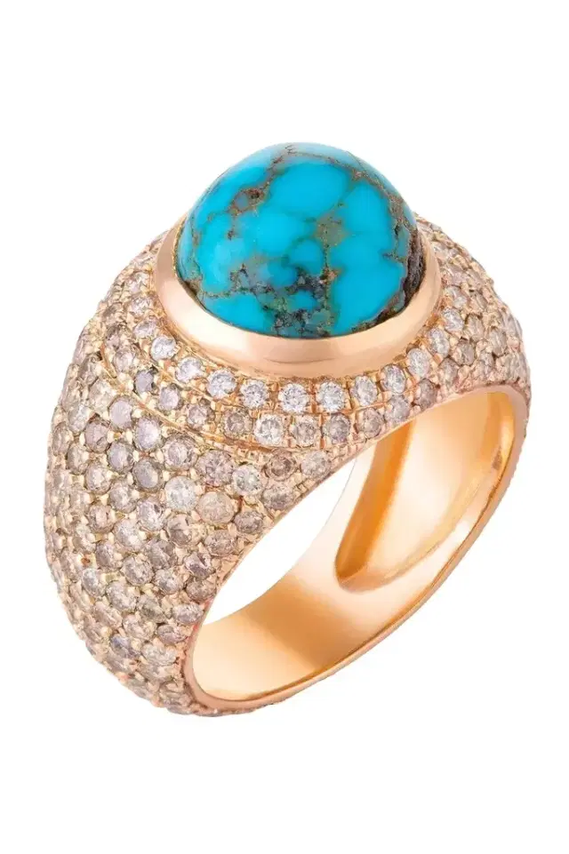 CLARA CHEHAB Diamond Turquoise Halo Ring