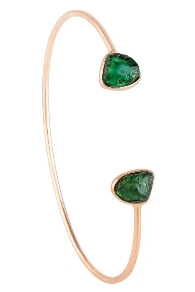 CLARA CHEHAB Green Tourmaline Elemental Cuff Bracelet