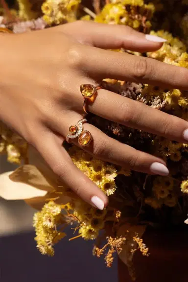 CLARA CHEHAB Orange Sapphire Diamond Citrine Half Moon Ring | Thumbnail 2 CLARA CHEHAB Orange Sapphire Diamond Citrine Half Moon Ring | Thumbnail 2