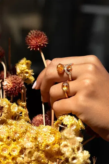 CLARA CHEHAB Orange Sapphire Diamond Citrine Half Moon Ring | Thumbnail 3 CLARA CHEHAB Orange Sapphire Diamond Citrine Half Moon Ring | Thumbnail 3