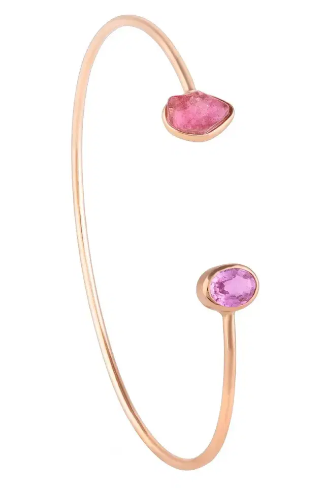 CLARA CHEHAB Pink Sapphire Tourmaline Elemental Cuff Bracelet