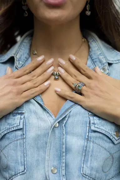 CLARA CHEHAB Sapphire Diamond Aquamarine Lunar Bombee Ring | Thumbnail 3 CLARA CHEHAB Sapphire Diamond Aquamarine Lunar Bombee Ring | Thumbnail 3