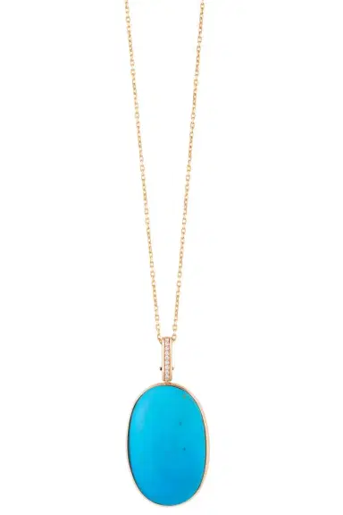 CLARA CHEHAB Turquoise Diamond Oval Elemental Necklace | Thumbnail 3