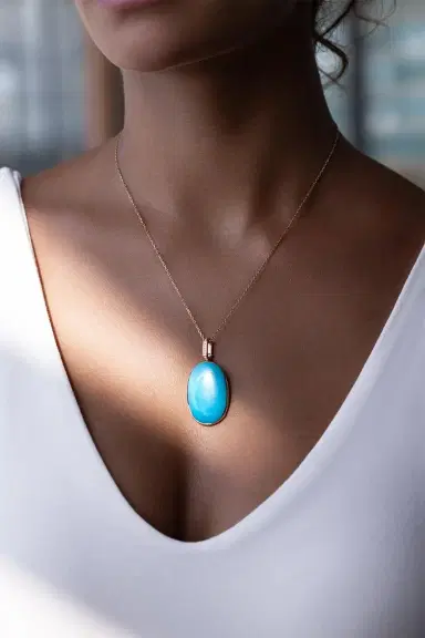 CLARA CHEHAB Turquoise Diamond Oval Elemental Necklace | Thumbnail 4