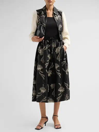 Cinq à Sept Women's Paisley Fan Embroidered Sirani Skirt | Thumbnail 2 Cinq à Sept Women's Paisley Fan Embroidered Sirani Skirt | Thumbnail 2
