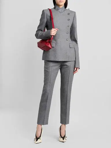 Alexander McQueen Women's Cross Lapel Structured Wool Jacket | Thumbnail 2 Alexander McQueen Women's Cross Lapel Structured Wool Jacket | Thumbnail 2