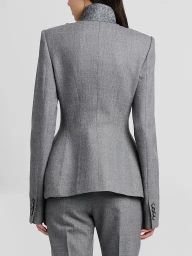 Alexander McQueen Women's Cross Lapel Structured Wool Jacket | Thumbnail 3 Alexander McQueen Women's Cross Lapel Structured Wool Jacket | Thumbnail 3