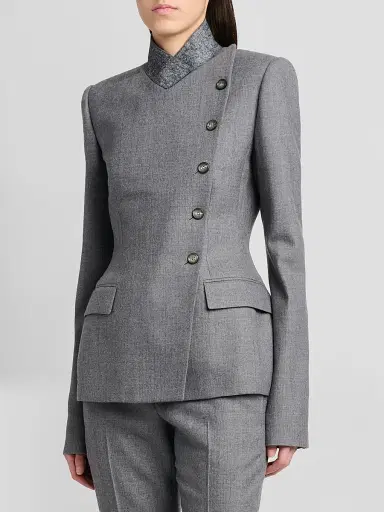 Alexander McQueen Women's Cross Lapel Structured Wool Jacket | Thumbnail 4 Alexander McQueen Women's Cross Lapel Structured Wool Jacket | Thumbnail 4