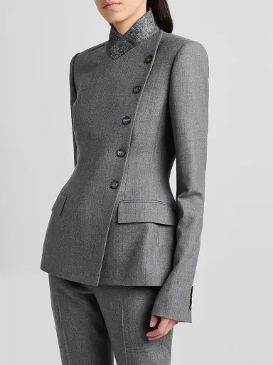 Alexander McQueen Women's Cross Lapel Structured Wool Jacket | Thumbnail 5 Alexander McQueen Women's Cross Lapel Structured Wool Jacket | Thumbnail 5