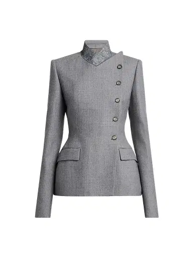 Alexander McQueen Women's Cross Lapel Structured Wool Jacket | Thumbnail 1 Alexander McQueen Women's Cross Lapel Structured Wool Jacket | Thumbnail 1