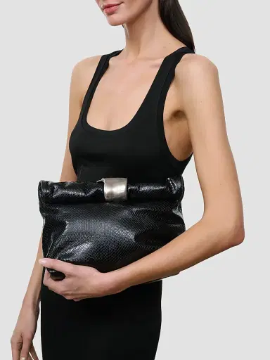 Staud Women's Cuff Snake-Embossed Leather Clutch | Thumbnail 2 Staud Women's Cuff Snake-Embossed Leather Clutch | Thumbnail 2