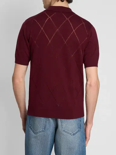 Dries Van Noten Men's Argyle Cotton Polo Shirt | Thumbnail 3