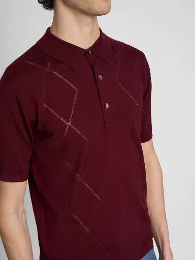 Dries Van Noten Men's Argyle Cotton Polo Shirt | Thumbnail 5