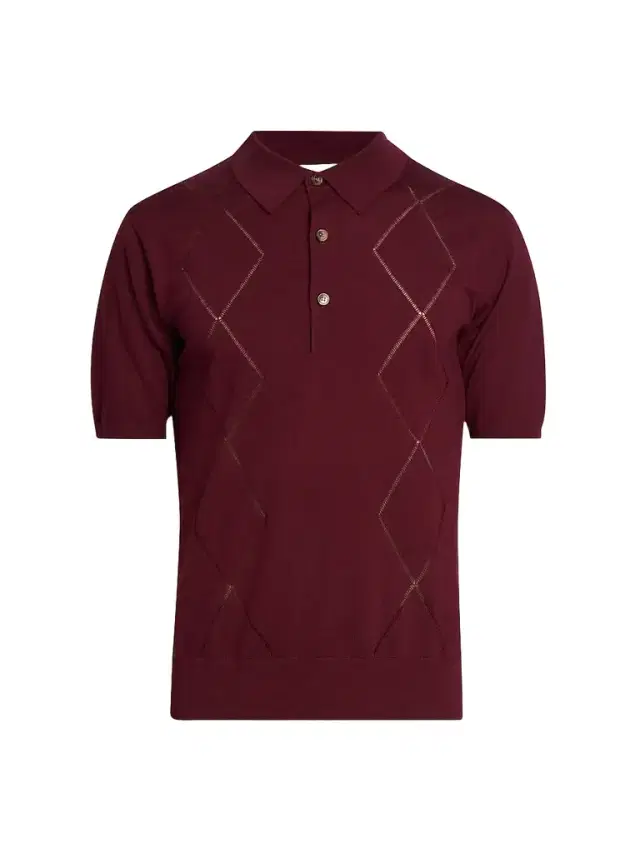 Dries Van Noten Men's Argyle Cotton Polo Shirt