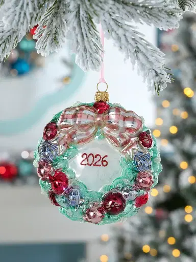 Glassware Art Studio Bauble Wreath Glass Ornament | Thumbnail 1 Glassware Art Studio Bauble Wreath Glass Ornament | Thumbnail 1