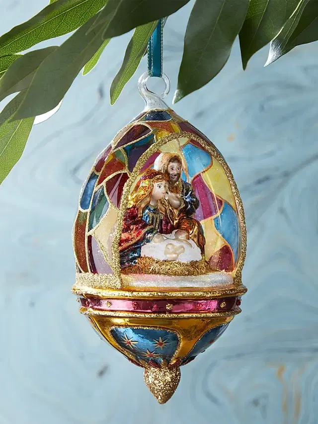 Glassware Art Studio Holy Family Glass Ornament