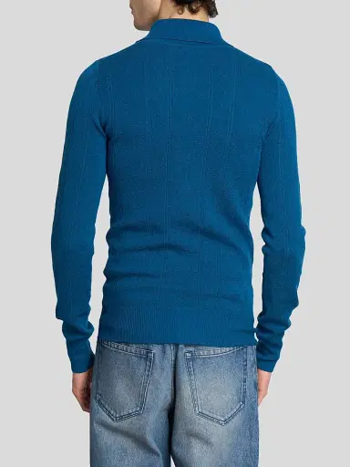 Dries Van Noten Men's Slim-Fit Wool-Cotton Polo Sweater | Thumbnail 3 Dries Van Noten Men's Slim-Fit Wool-Cotton Polo Sweater | Thumbnail 3