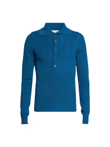 Dries Van Noten Men's Slim-Fit Wool-Cotton Polo Sweater | Thumbnail 1 Dries Van Noten Men's Slim-Fit Wool-Cotton Polo Sweater | Thumbnail 1