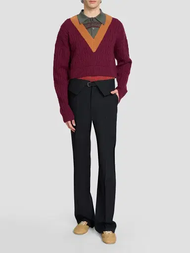 Dries Van Noten Men's Medan Layered Wool-Cotton Sweater | Thumbnail 2
