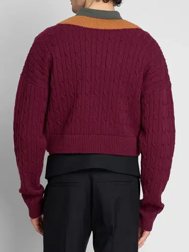 Dries Van Noten Men's Medan Layered Wool-Cotton Sweater | Thumbnail 3