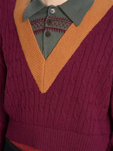 Dries Van Noten Men's Medan Layered Wool-Cotton Sweater | Thumbnail 5