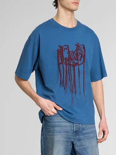 Dries Van Noten Men's Embroidered Cotton Crewneck T-Shirt | Thumbnail 4