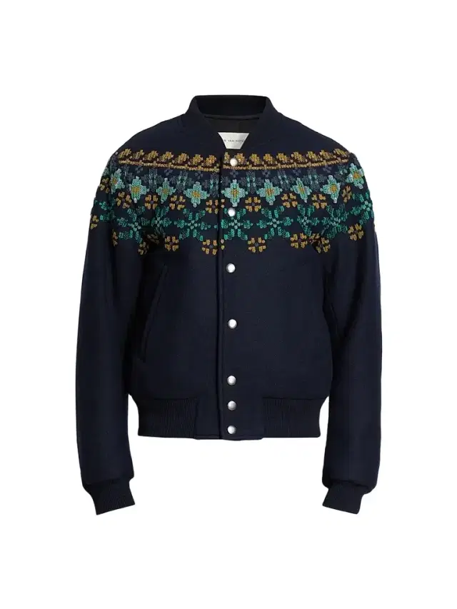 Dries Van Noten Men's Valtor Wool-Blend Intarsia-Knit Bomber Jacket
