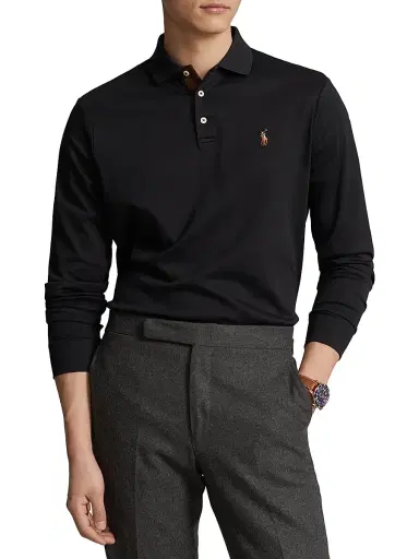 Polo Ralph Lauren Men's Cotton Interlock Long-Sleeve Polo Shirt | Thumbnail 3