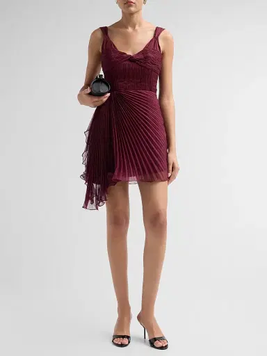 Amur Women's Nova Pleated Twist-Front Mini Dress | Thumbnail 2
