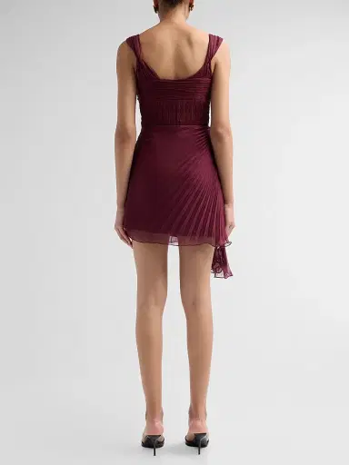 Amur Women's Nova Pleated Twist-Front Mini Dress | Thumbnail 3