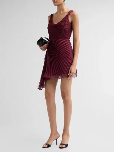 Amur Women's Nova Pleated Twist-Front Mini Dress | Thumbnail 4