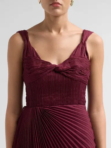 Amur Women's Nova Pleated Twist-Front Mini Dress | Thumbnail 5